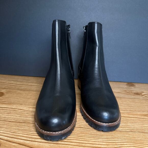 David Tate Black Leather Lug Sole Santorini Booties Womens 8.5 - Picture 4 of 11